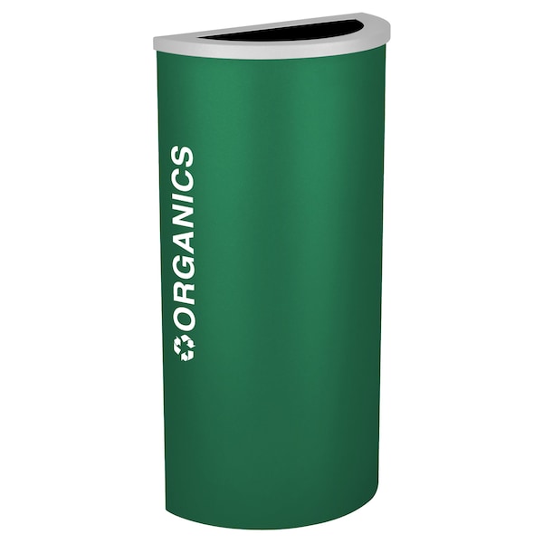 Ex-Cell Kaiser 8-Gal. Half-Round Receptacle - Organics decal, Green RC-KDHR-O EGX - main